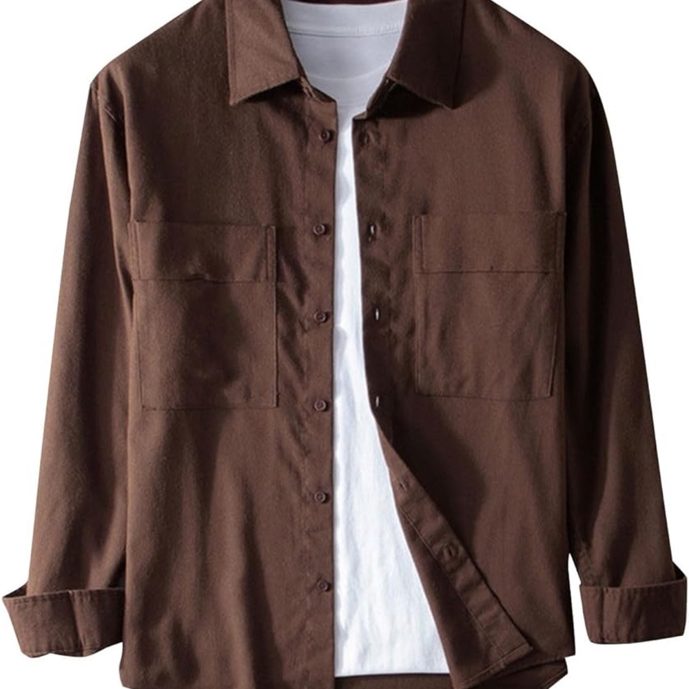 Men's Brown Casual Suede Button Down